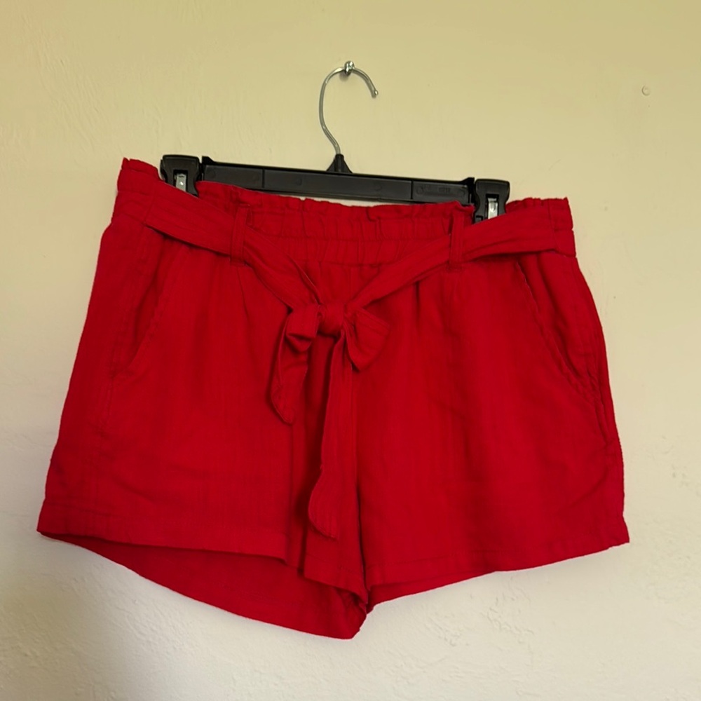 Red Women's Shorts with Belt